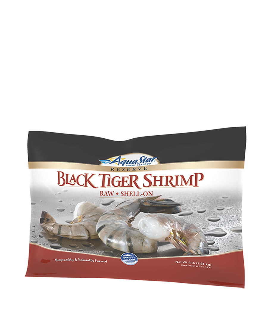food-service-black-tiger-raw-shrimp-shell-on-block