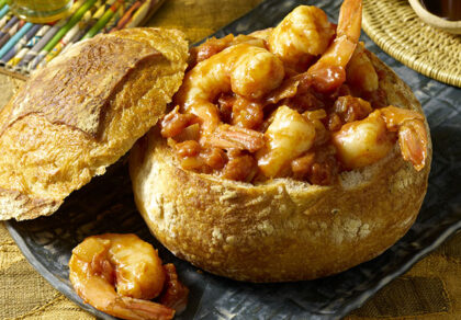 Shrimp bunny chow bread bowl recipe